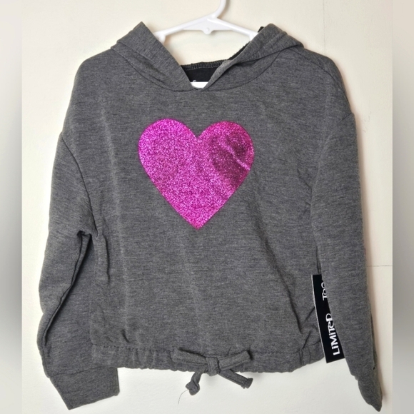 New With Tags Limited Too Heart Glitter Hoodie Shirt, Size 4 - Picture 1 of 4